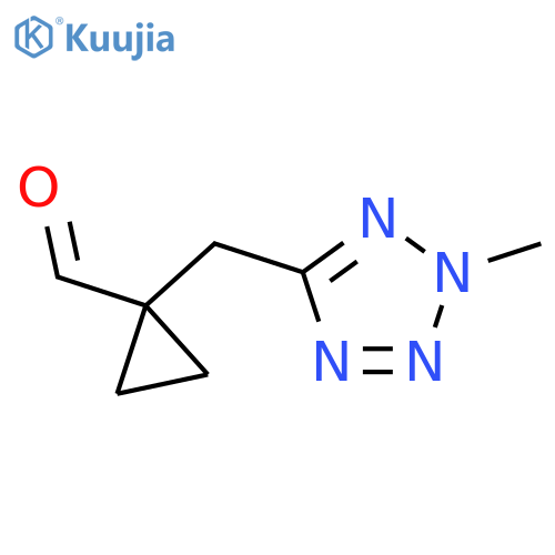 1-(2-methyl-2H-1,2,3,4-tetrazol-5-yl)methylcyclopropane-1-carbaldehyde structure