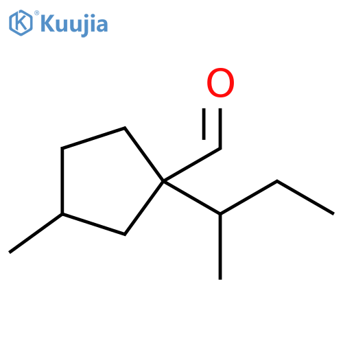 1-(butan-2-yl)-3-methylcyclopentane-1-carbaldehyde structure