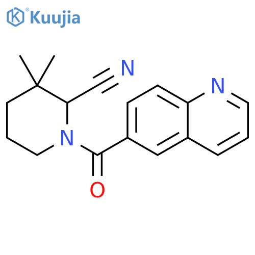 3,3-Dimethyl-1-(6-quinolinylcarbonyl)-2-piperidinecarbonitrile structure