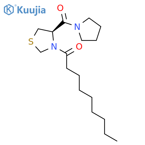 Thiazolidine, 3-(1-oxononyl)-4-(1-pyrrolidinylcarbonyl)-, (R)- structure