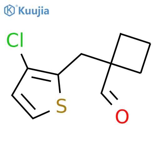 1-(3-chlorothiophen-2-yl)methylcyclobutane-1-carbaldehyde structure