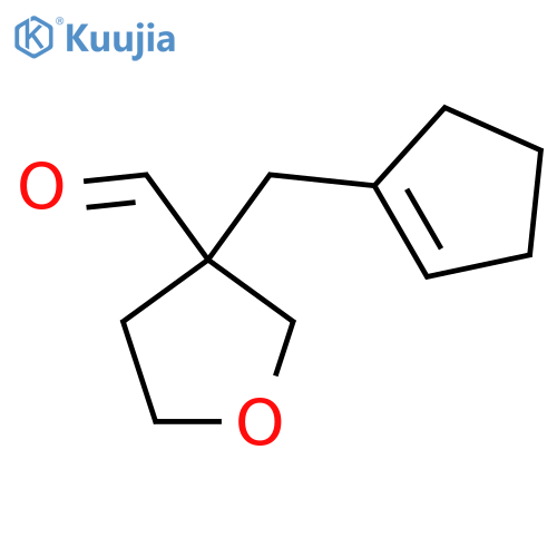 3-(cyclopent-1-en-1-yl)methyloxolane-3-carbaldehyde structure