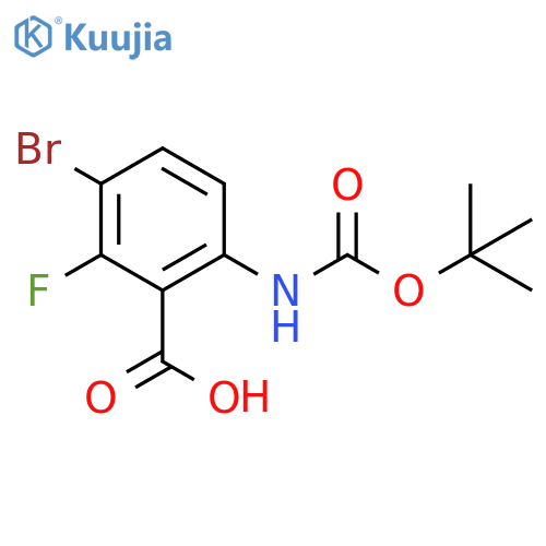 3-bromo-6-{(tert-butoxy)carbonylamino}-2-fluorobenzoic acid structure