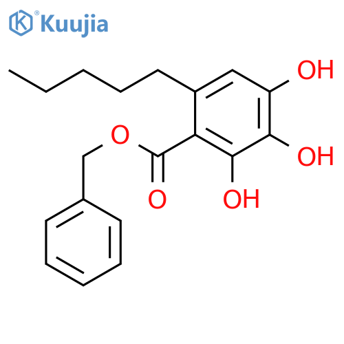 Benzoic acid, 2,3,4-trihydroxy-6-pentyl-, phenylmethyl ester structure