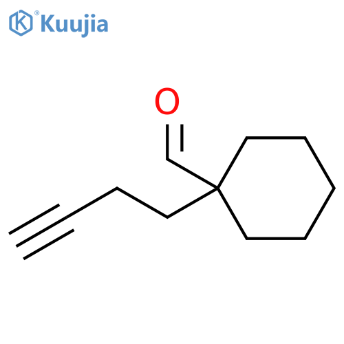 1-(but-3-yn-1-yl)cyclohexane-1-carbaldehyde structure