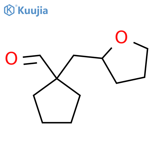 1-(oxolan-2-yl)methylcyclopentane-1-carbaldehyde structure