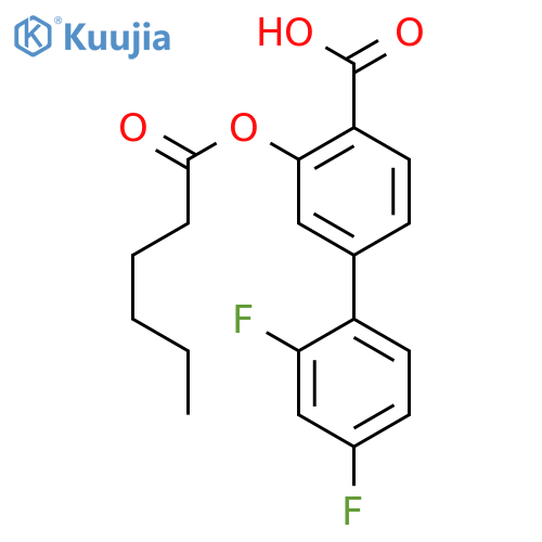 [1,1'-Biphenyl]-4-carboxylic acid, 2',4'-difluoro-3-[(1-oxohexyl)oxy]- structure