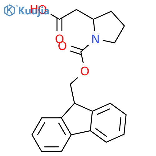 (R)-2-(1-(((9H-Fluoren-9-yl)methoxy)carbonyl)pyrrolidin-2-yl)acetic acid structure