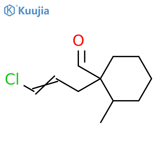 1-(3-chloroprop-2-en-1-yl)-2-methylcyclohexane-1-carbaldehyde structure