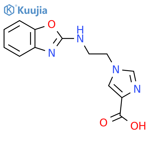 1-{2-[(1,3-benzoxazol-2-yl)amino]ethyl}-1H-imidazole-4-carboxylic acid structure