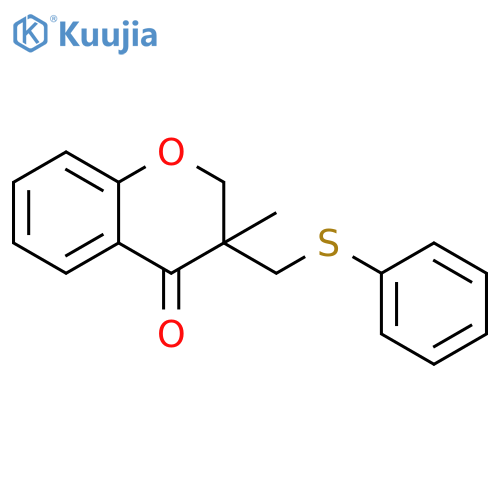 4H-1-Benzopyran-4-one, 2,3-dihydro-3-methyl-3-[(phenylthio)methyl]- structure