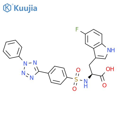 Tryptophan, 5-fluoro-N-[[4-(2-phenyl-2H-tetrazol-5-yl)phenyl]sulfonyl]- structure