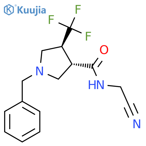 (3S,4S)-1-benzyl-N-(cyanomethyl)-4-(trifluoromethyl)pyrrolidine-3-carboxamide structure