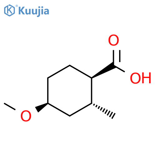rel-(1S,2S,4R)-4-methoxy-2-methyl-cyclohexanecarboxylic acid structure