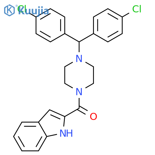 Piperazine, 1-[bis(4-chlorophenyl)methyl]-4-(1H-indol-2-ylcarbonyl)- structure