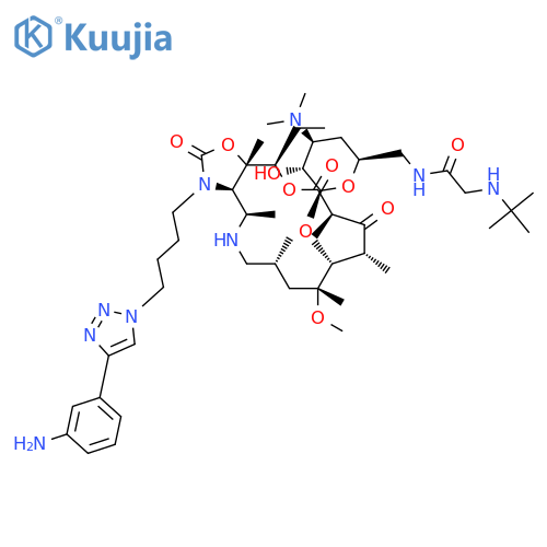 Oxazolo[5,4-c][1,6]oxaazacyclopentadecine-2,12,14(13H)-trione, 3-[4-[4-(3-aminophenyl)-1H-1,2,3-triazol-1-yl]butyl]-16-ethyldodecahydro-9-methoxy-4,7,9,11,13,16a-hexamethyl-10-[[3,4,6-trideoxy-3-(dimethylamino)-6-[[2-[(1,1-dimethylethyl)amino]acetyl]amino]-β-D-xylo-hexopyranosyl]oxy]-, (3aR,4R,7R,9R,10R,11R,13R,16R,16aS)- structure
