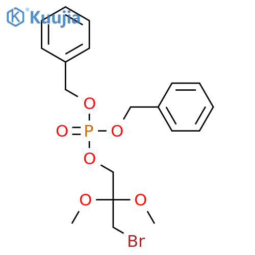 Phosphoric acid, 3-bromo-2,2-dimethoxypropyl bis(phenylmethyl) ester structure