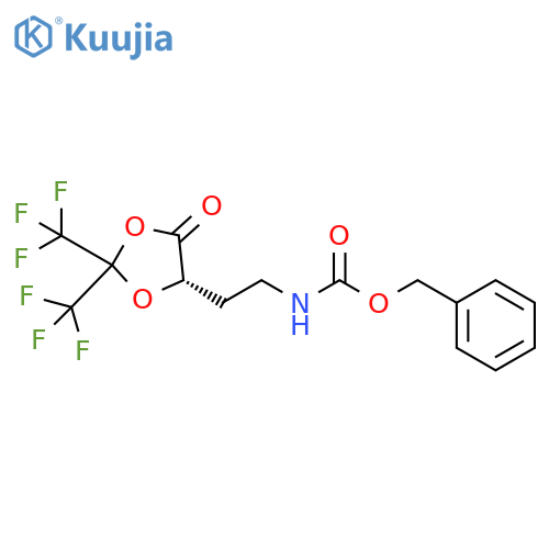 Carbamic acid, [2-[(4S)-5-oxo-2,2-bis(trifluoromethyl)-1,3-dioxolan-4-yl]ethyl]-, phenylmethyl ester (9CI) structure