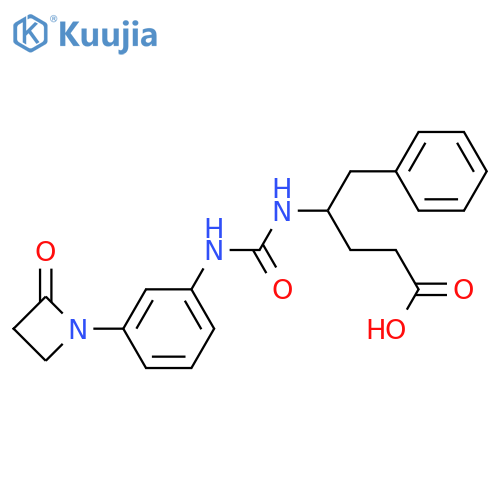 4-({[3-(2-Oxoazetidin-1-yl)phenyl]carbamoyl}amino)-5-phenylpentanoic acid structure