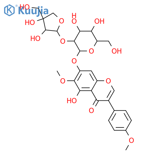 4H-1-Benzopyran-4-one,7-[(2-O-D-apio-b-D-furanosyl-b-D-glucopyranosyl)oxy]-5-hydroxy-6-methoxy-3-(4-methoxyphenyl)-(9CI) structure