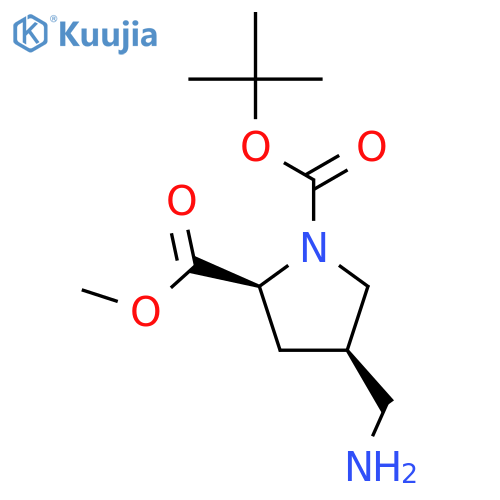 1-tert-butyl 2-methyl (2S,4R)-4-(aminomethyl)pyrrolidine-1,2-dicarboxylate structure