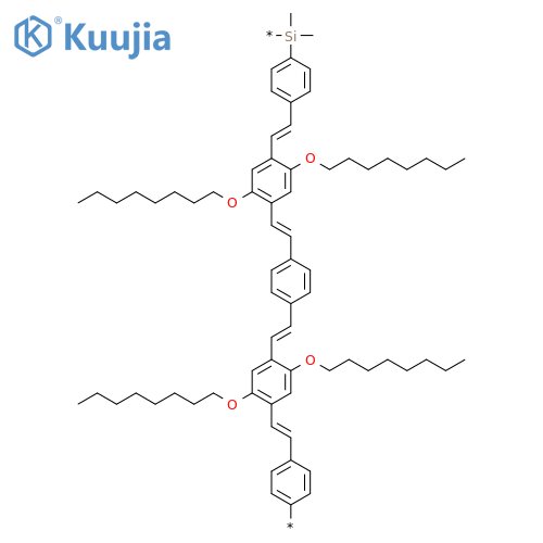 Poly[(dimethylsilylene)-1,4-phenylene-1,2-ethenediyl[2,5-bis(octyloxy)-1,4-phenylene]-1,2-ethenediyl-1,4-phenylene-1,2-ethenediyl[2,5-bis(octyloxy)-1,4-phenylene]-1,2-ethenediyl-1,4-phenylene] structure