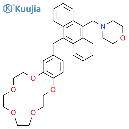 Morpholine, 4-[[10-[(2,3,5,6,8,9,11,12-octahydro-1,4,7,10,13-benzopentaoxacyclopentadecin-15-yl)methyl]-9-anthracenyl]methyl]- structure