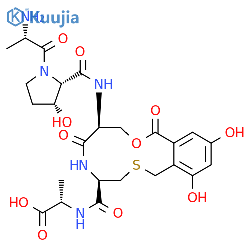 L-Alanine, L-alanyl-(3R)-3-hydroxy-L-prolyl-O-[3,5-dihydroxy-2-(mercaptomethyl)benzoyl]-L-seryl-L-cysteinyl-, cyclic (3→4)-thioether (9CI) structure