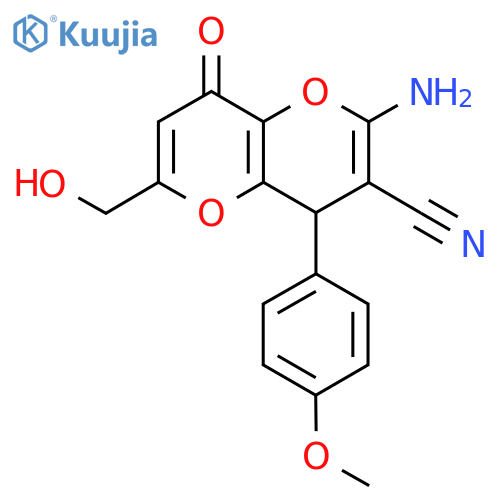 2-Amino-6-(hydroxymethyl)-4-(4-methoxyphenyl)-8-oxo-4,8-dihydropyrano3,2-bpyran-3-carbonitrile structure