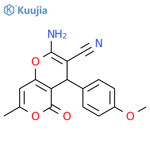 2-amino-4-(4-methoxyphenyl)-7-methyl-5-oxo-4H,5H-pyrano[4,3-b]pyran-3-carbonitrile structure