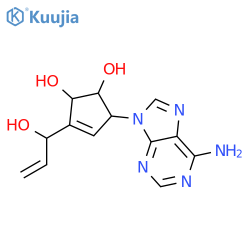(1S,2R,5R)-5-(6-amino-9H-purin-9-yl)-3-[(1R)-1-hydroxyprop-2-en-1-yl]cyclopent-3-ene-1,2-diol structure