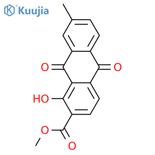 1-Hydroxy-7-methylanthraquinone-2-carboxylic acid; Me ester structure