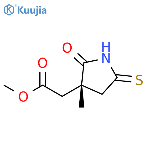 3-Pyrrolidineacetic acid, 3-methyl-2-oxo-5-thioxo-, methyl ester, (S)- structure