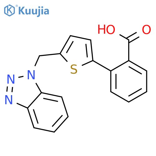 Benzoic acid, 2-[5-(1H-benzotriazol-1-ylmethyl)-2-thienyl]- structure