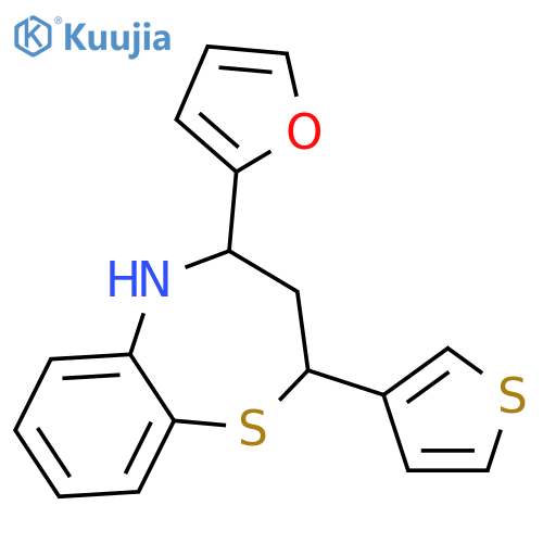 1,5-Benzothiazepine, 4-(2-furanyl)-2,3,4,5-tetrahydro-2-(3-thienyl)- structure