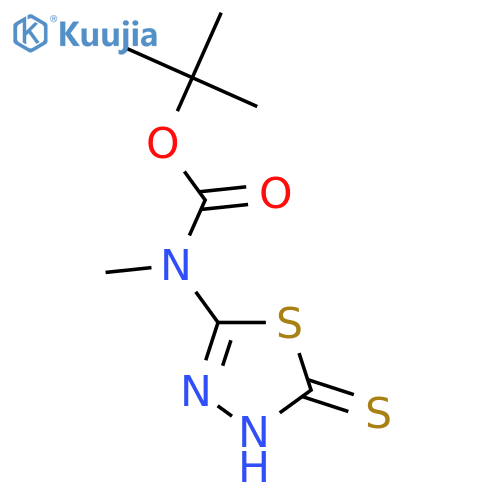 tert-butyl N-methyl-N-(5-sulfanyl-1,3,4-thiadiazol-2-yl)carbamate structure