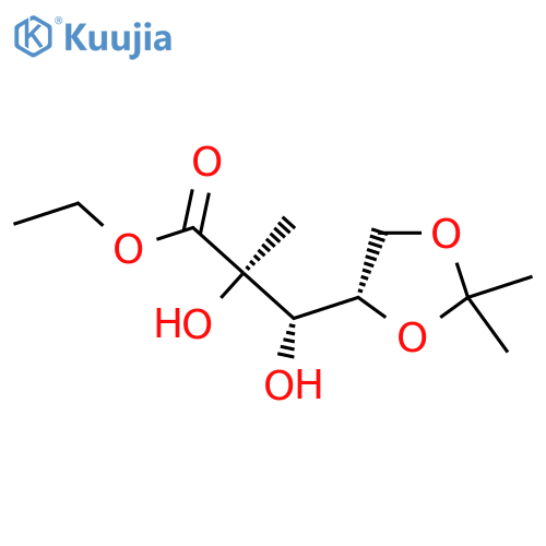 (2R,3S)-ethyl 3-((S)-2,2-dimethyl-1,3-dioxolan-4-yl)-2,3-dihydroxy-2-methylpropanoate structure