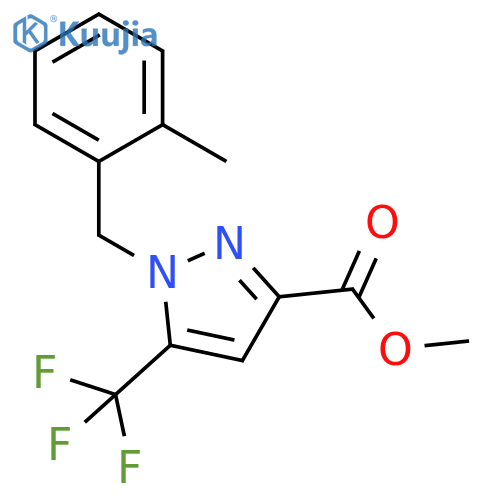 1H-Pyrazole-3-carboxylic acid, 1-[(2-methylphenyl)methyl]-5-(trifluoromethyl)-, methyl ester structure