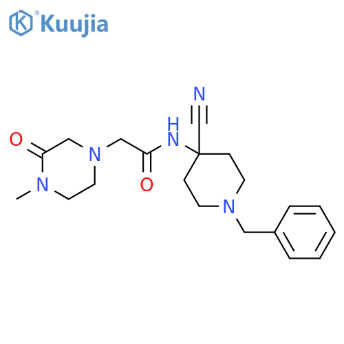 N-(1-benzyl-4-cyanopiperidin-4-yl)-2-(4-methyl-3-oxopiperazin-1-yl)acetamide structure