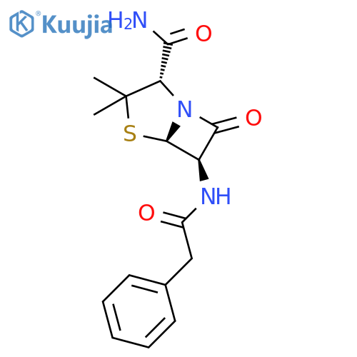 (2s,5r,6r)-3,3-dimethyl-7-oxo-6-[(2-phenylacetyl)amino]-4-thia-1-azabicyclo[3.2.0]heptane-2-carboxamide structure