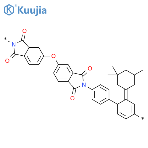 Poly[(1,3-dihydro-1,3-dioxo-2H-isoindole-2,5-diyl)oxy(1,3-dihydro-1,3-dioxo-2H-isoindole-5,2-diyl)-1,4-phenylene(3,3,5-trimethylcyclohexylidene)-1,4-phenylene] structure