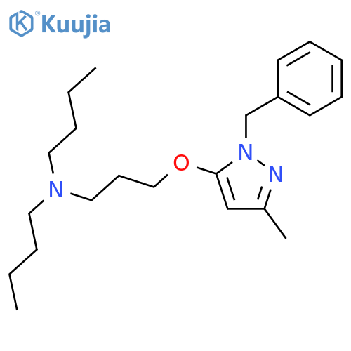 N-[3-(2-benzyl-5-methyl-pyrazol-3-yl)oxypropyl]-N-butyl-butan-1-amine structure