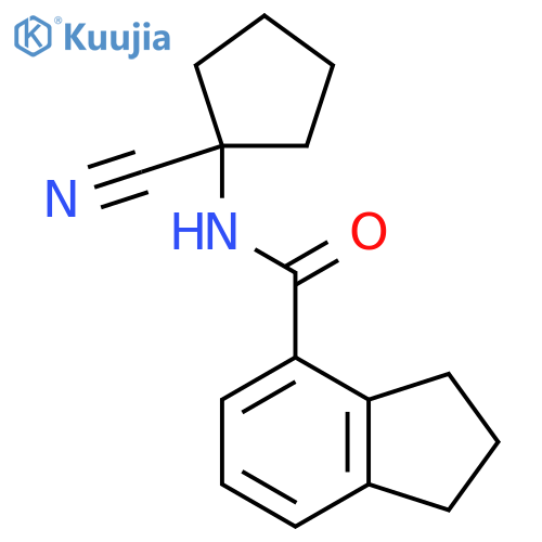 N-(1-cyanocyclopentyl)-2,3-dihydro-1H-indene-4-carboxamide structure