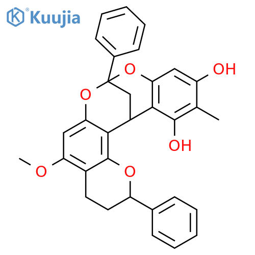 (2S,8S,14R)-5-methoxy-12-methyl-2,8-diphenyl-3,4-dihydro-2H,14H-8,14-methanochromeno[7,8-d][1,3]benzodioxocine-11,13-diol structure