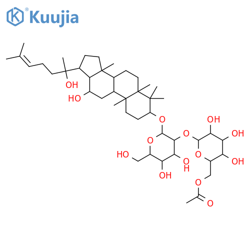 [6-[4,5-dihydroxy-2-[[12-hydroxy-17-(2-hydroxy-6-methylhept-5-en-2-yl)-4,4,8,10,14-pentamethyl-2,3,5,6,7,9,11,12,13,15,16,17-dodecahydro-1H-cyclopenta[a]phenanthren-3-yl]oxy]-6-(hydroxymethyl)oxan-3-yl]oxy-3,4,5-trihydroxyoxan-2-yl]methyl acetate structure