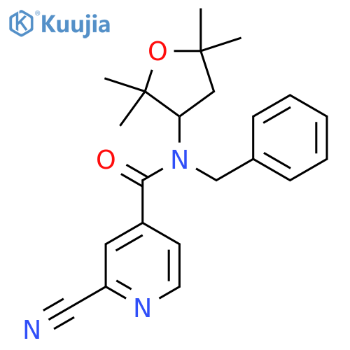 N-benzyl-2-cyano-N-(2,2,5,5-tetramethyloxolan-3-yl)pyridine-4-carboxamide structure
