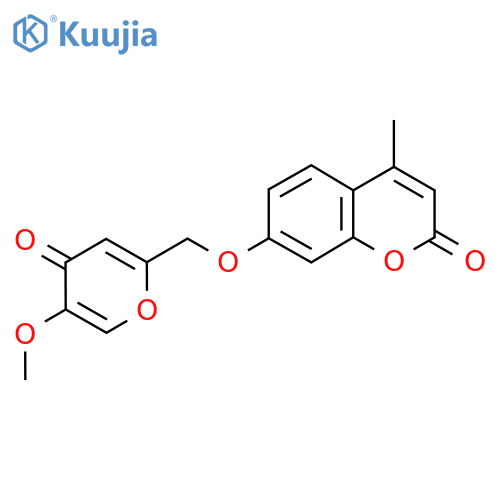 7-[(5-methoxy-4-oxo-4H-pyran-2-yl)methoxy]-4-methyl-2H-chromen-2-one structure