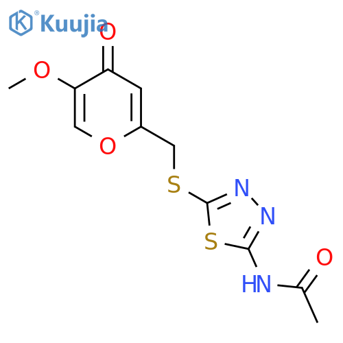 N-(5-{[(5-methoxy-4-oxo-4H-pyran-2-yl)methyl]sulfanyl}-1,3,4-thiadiazol-2-yl)acetamide structure