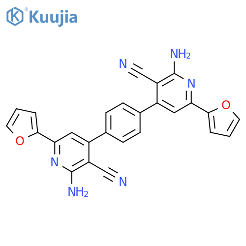 3-Pyridinecarbonitrile, 4,4'-(1,4-phenylene)bis[2-amino-6-(2-furanyl)- structure