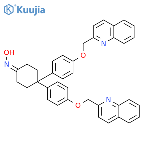 Cyclohexanone, 4,4-bis[4-(2-quinolinylmethoxy)phenyl]-, oxime structure